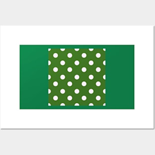 Vintage white dots on green Posters and Art